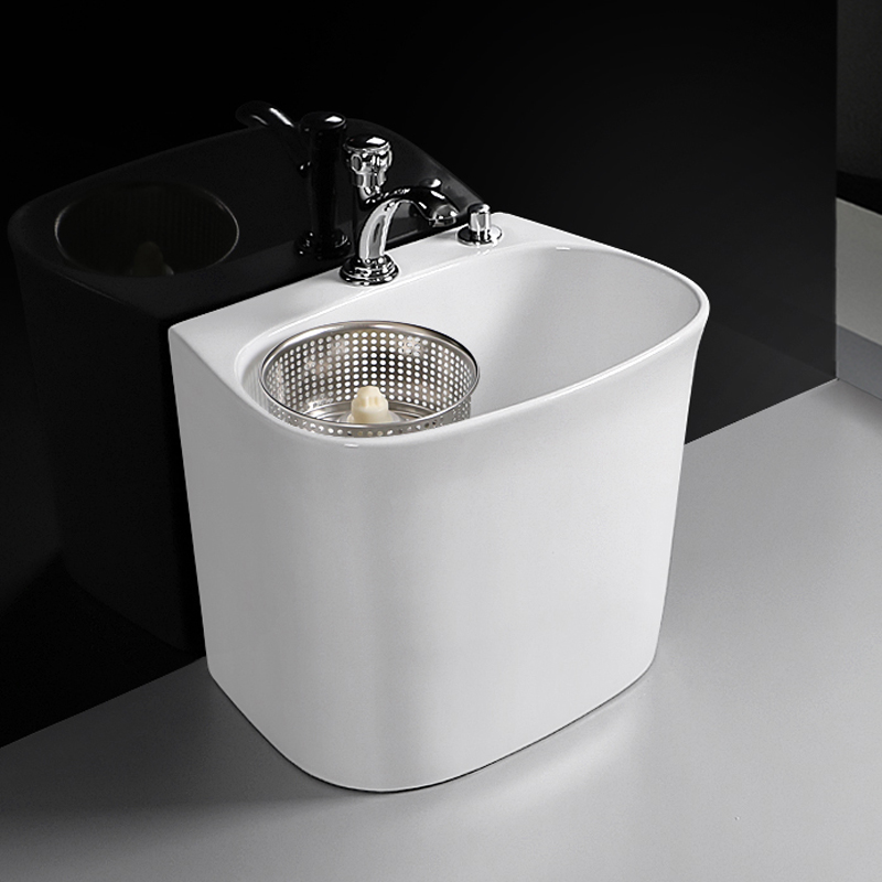 Ceramic trumpet mop pool balcony double drive powder room wash floor mop basin mop pool household sink mop pool