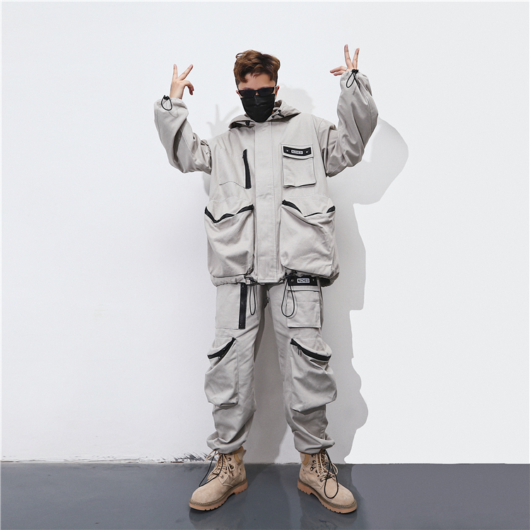Mùa thu nước triều Hiphop chùm chân chức năng dụng cụ thiết lập Nhật Bản retro đa túi hip-hop phù hợp với nam và nữ quần kaki