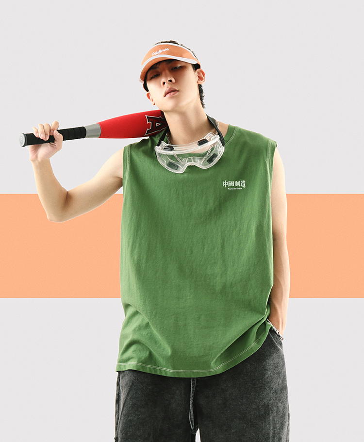 DASE Studio Summer Tide Thương hiệu Cặp đôi tay áo Vest nam Hip-Hop Loose Letter In Áo thun cotton vai - Áo vest cotton áo ba lỗ tanktop nam