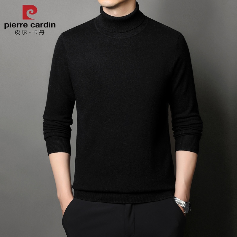 Pierre Cardin Men's 2025 Autumn/Winter New High-Neck Wool Sweater, Thickened and Warm, Business Casual Knitted Sweater