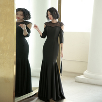 High-end evening dress dress high texture thin temperament 2020 new banquet aura Queen black elegant long