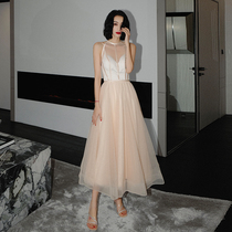 Small dress bridesmaid 2021 new summer fairy breath temperament celebrities high-end banquet evening dress dress dress women