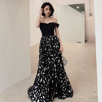 Black dress dress female banquet temperament 2020 new annual meeting host high-end atmosphere evening dress aura Queen