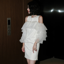 Usually can wear small dress dress womens banquet temperament 2020 new ladies party date white dress thin
