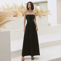 Black evening dress dress usually wear 2020 New temperament celebrity senior texture birthday party dress