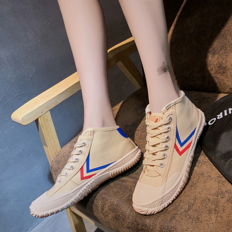 feiyue Feiyue casual shoes new spring mid-tube shoes breathable non-slip flat shoes men and women couple canvas shoes - Taobao