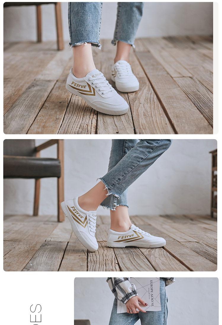 Feiyue bước nhảy vải trắng cổ điển giày thời trang hoang dã đôi mẫu giày thể thao nam và nữ theo dõi và giày lĩnh vực giày sinh viên - Plimsolls giày thể thao lining