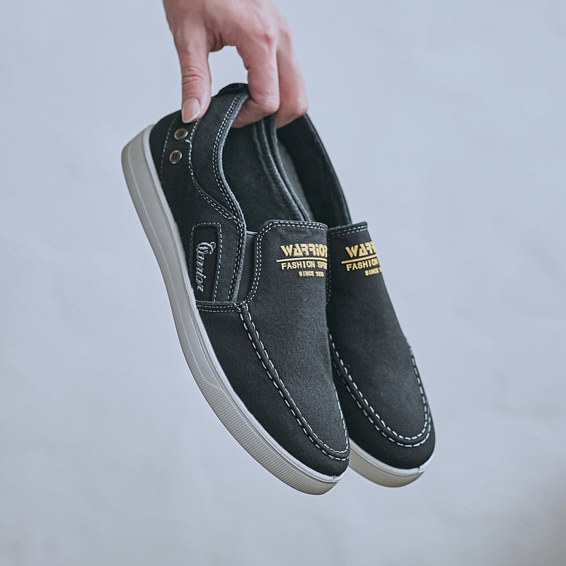 Pull back casual shoes Korean version lightweight middle-aged and elderly men's shoes slip-on shoes breathable comfortable non-slip canvas shoes