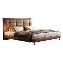 Dipu first layer cowhide leather bed modern simple 2024 new small apartment master bedroom soft package double bed 1 8 meters