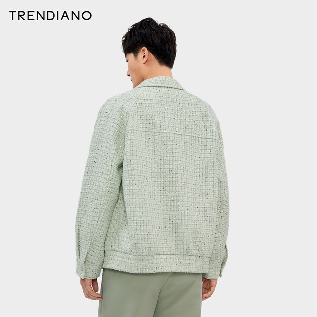 TRENDIANO ບັນຍາກາດສົດ ເສື້ອກັນຫນາວ ກິ່ນຫອມຂະຫນາດນ້ອຍ 2024 ພາກຮຽນ spring ຮູບແບບໃຫມ່ micro wide casual cardigan ເທິງສໍາລັບຜູ້ຊາຍ
