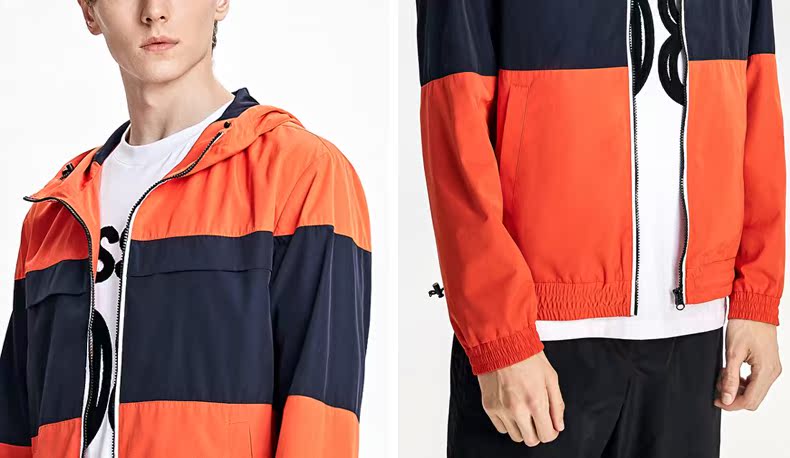 TRENDIANO mới 2018 nam chữ mùa thu khâu áo khoác gió trùm đầu lỏng lẻo nam 3GC304751P áo gió hoodie