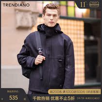 TRENDIANO Tide Brand Spring and Summer Mens Loose Hooded High Neck Trunk Coat