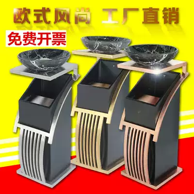 Hotel trash can lobby corridor hotel mall KTV clubhouse vertical square stainless steel leather box with inner barrel