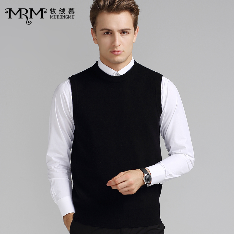 Men's Wool Vest for Spring and Autumn, Round Neck Sleeveless Knitwear, Solid Color Sweater Vest, Woolen Waistcoat Men's Wool Vest for Spring and Autumn, Round Neck Sleeveless Knitwear, Solid Color Sweater Vest, Woolen Waistcoat