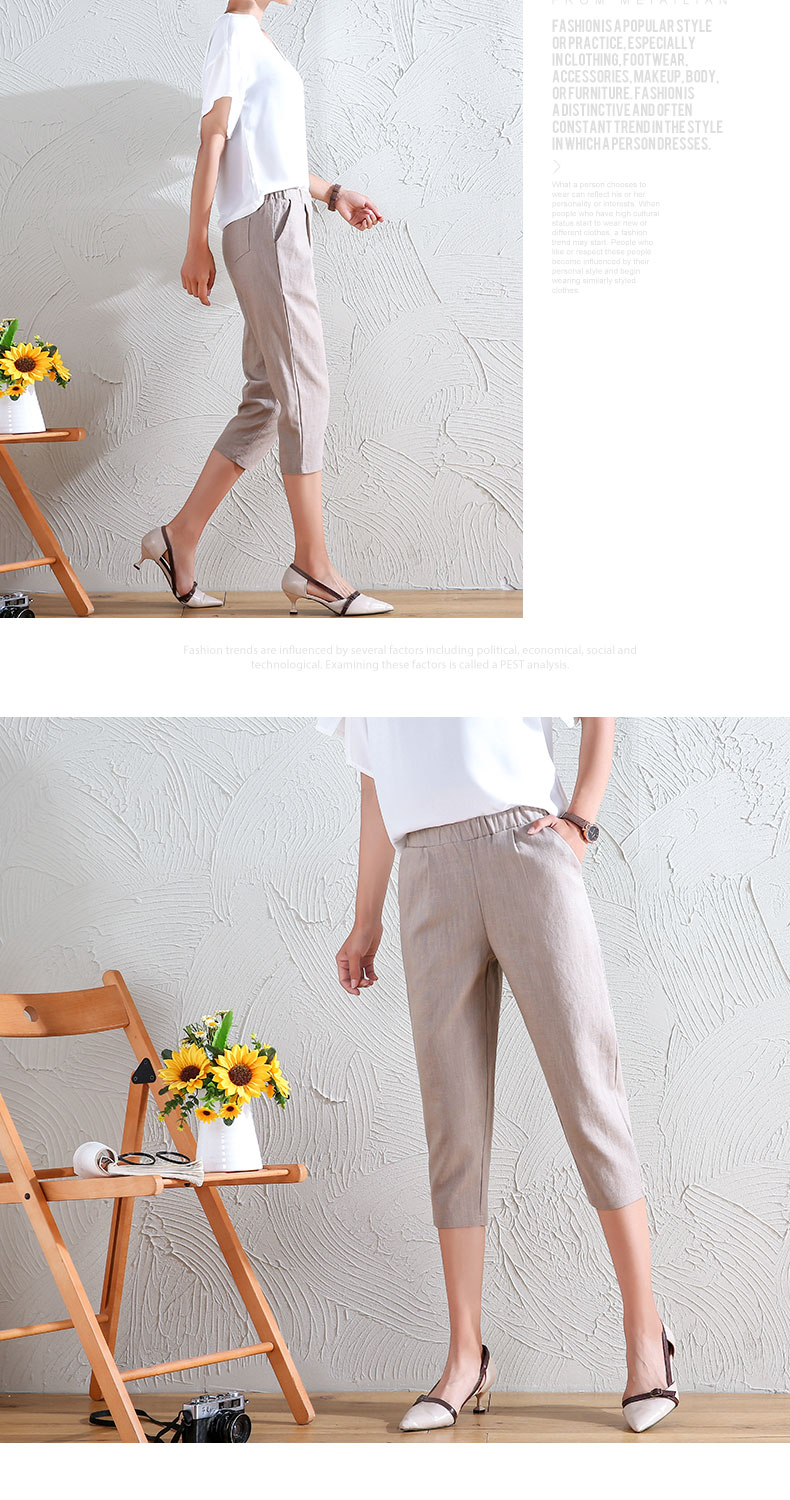 Quần cotton và vải lanh cắt quần nữ mùa hè 2018 mới quần harem quần âu rộng 7 điểm quần quần cạp cao size lớn - Quần Harem quần jean nữ ống rộng