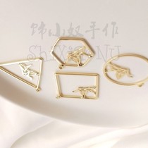 Color-preserving 14K light gold geometry accessories thousand paper crane crane accessories diy jewelry earring pendant material