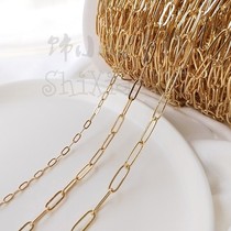 14K Bag Gold enhances color rectangular chain elliptical O - chain diy bracelet necklace materials jewelry chain accessories