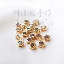 14K bag gold bag caring zircon inlaid round small partition crack crane diy bracelet accessories