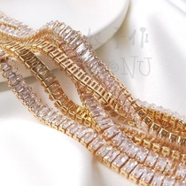 14K bag gold retained rectangular ultra-flash zircon chain diamond claw chain diy jewelry material