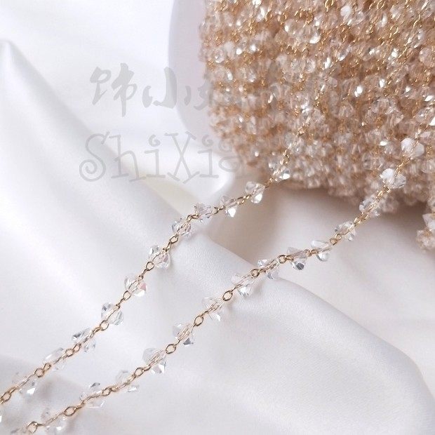 14K gold-packed real gold color-preserving corner-cut zircon small peach heart chain love chain diy handmade jewelry accessories materials