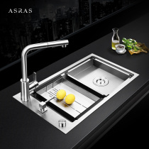 Assas 4MM thickened 304 stainless steel manual sink washing basin single tank table basin kitchen sink large