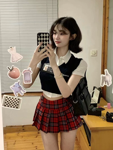 Летняя униформа, комплект, жилет, корсет, рубашка, 2024 года, в американском стиле, по фигуре