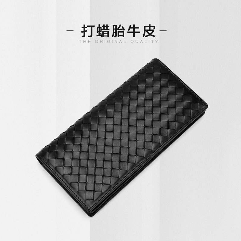 2021 new leather clip male long version with wax tyre cow leather handwoven genuine leather handbag men's suit clip leather clip