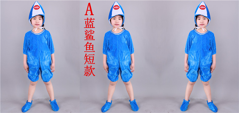 Trang phục động vật biển của trẻ em Trang phục biểu diễn cá mập lớn Trang phục biểu diễn cá mập xanh Cá mập trắng áo dài tết cho bé trai