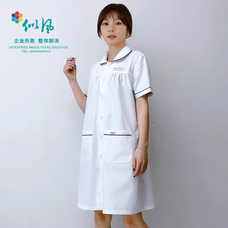 Korean white maternity nurse clothing short sleeve long sleeve winter clothing doctor maternity overalls loose and comfortable large skirt clothing