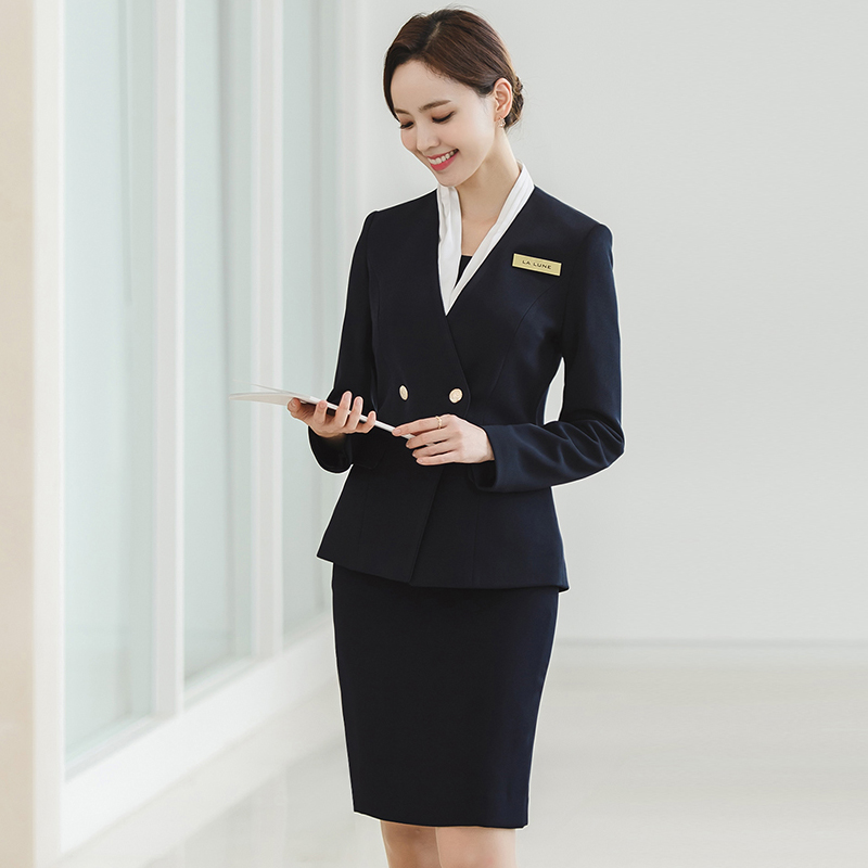 Work clothes temperament goddess fan beauty salon consultant front desk sales dress stewardess fashion fashion work clothes Korean version