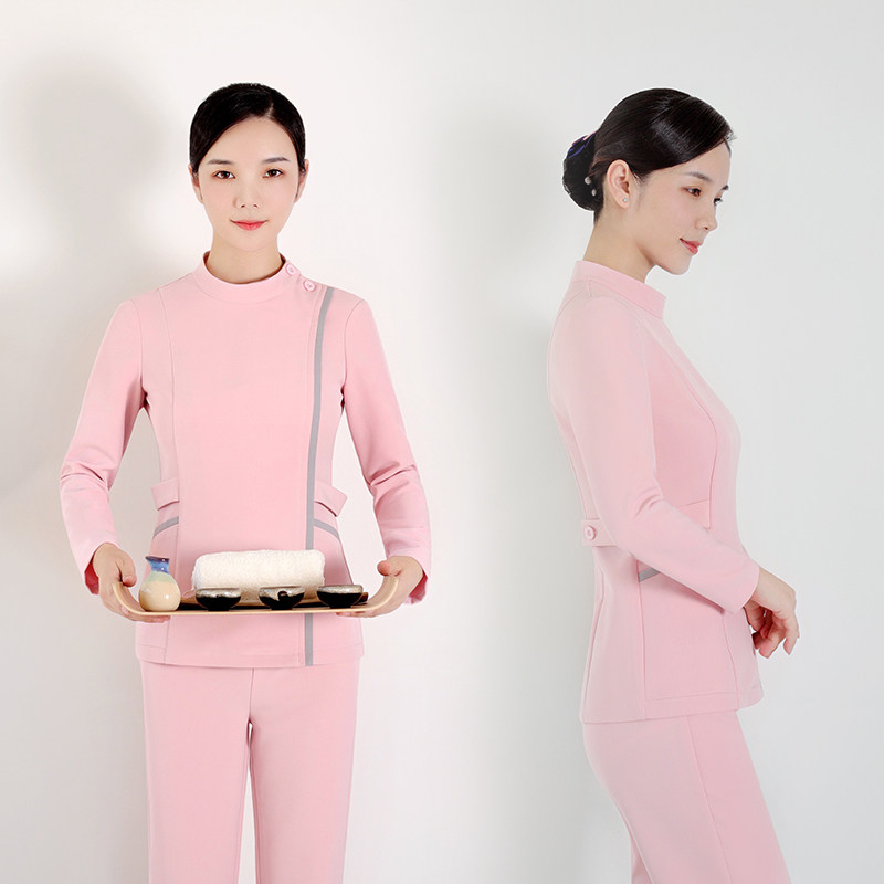 Beauty salon work clothes female autumn and winter new long-sleeved nurse uniform high-end waiter spa foot bath technician suit