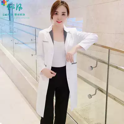 Korean version of high-end plastic medicine beauty uniform white coat dental oral clinic beautician doctor's clothing long version of summer