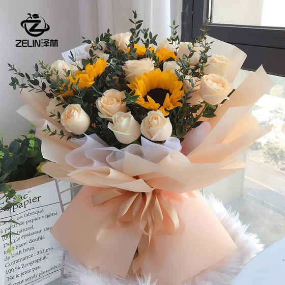Zelin flower wrapping paper translucent bouquet wrapping paper waterproof solid color matte paper florist package flower Hansu paper