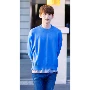 F4man Bai Jingting hạ chí đến cổ tròn tay áo dài hem khóa nĩa nông Niagara áo len đôi màu xanh áo hoodie rộng