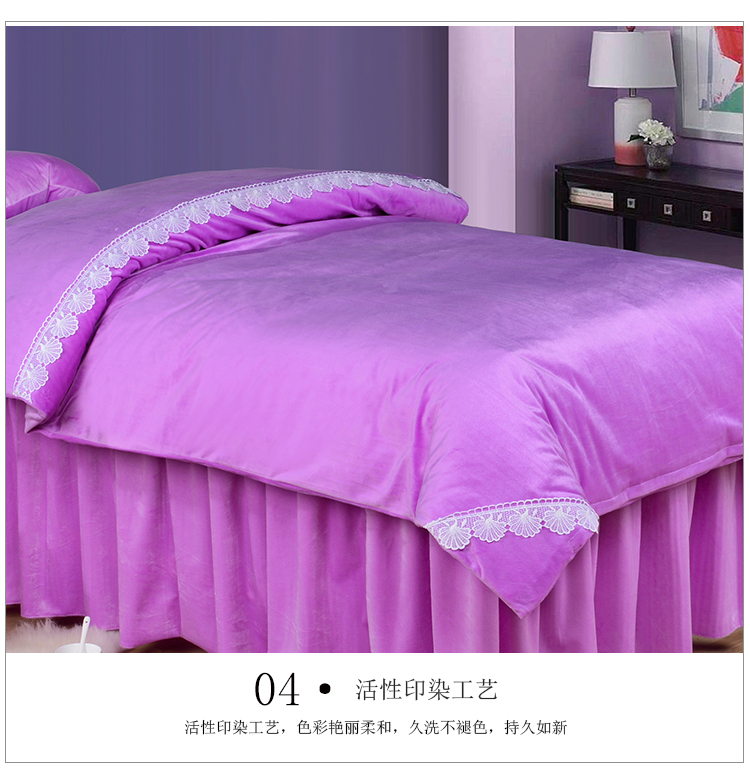 Vẻ đẹp giường bao gồm bốn bộ thẩm mỹ viện đặc biệt dày ấm nhiệt massage giường giường bao gồm tinh thể nhung đơn giản quilt cover bộ ga giường spa