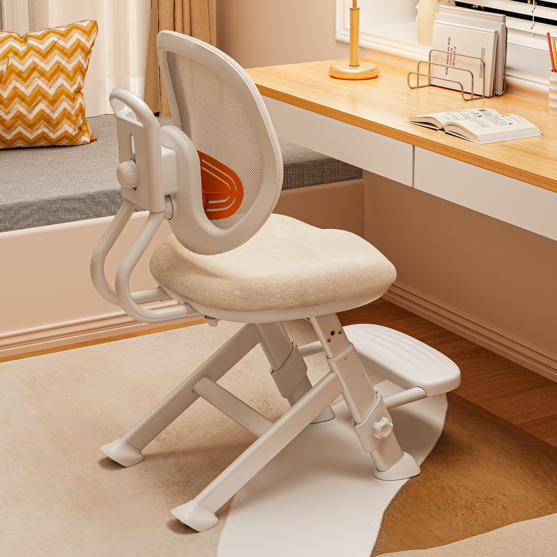 Children's Study Chair with Adjustable Height and Back Support for Correcting Posture, Suitable for Primary School Students to Write at Home