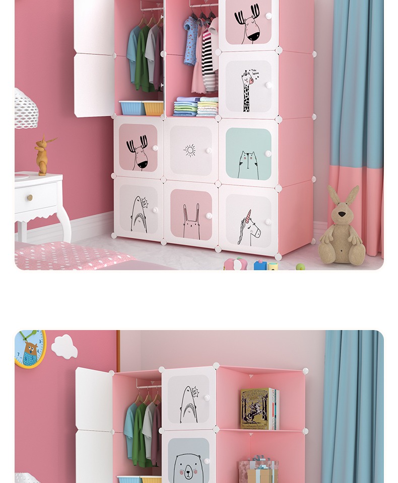 Tuy nhiên, trẻ em sạch nhựa lưu trữ tủ quần áo bé con phim hoạt hình bé tủ quần áo lắp ráp đơn giản tủ lưu trữ giá rẻ - Buồng tủ đựng quần áo