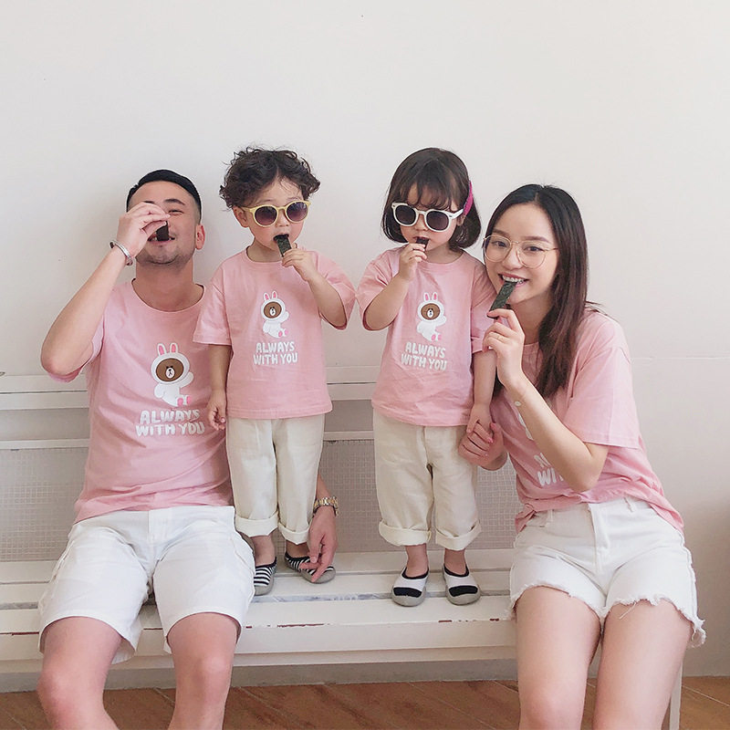 Parent-Child outfit a family of three four netizens different mother and child Women summer Foreign School short-sleeved T-shirt summer dress