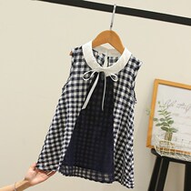 Summer girls plaid dress childrens net red hot summer dress childrens mesh stitching skirt princess dress