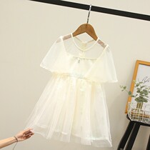 Summer girls dress childrens foreign atmosphere Net red hot summer dress small childrens net gauze horn sleeve skirt princess dress