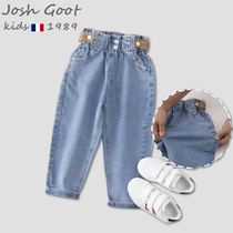 Josh Goot co-branded girls pants childrens spring and autumn casual jeans little childrens baby net red autumn pants