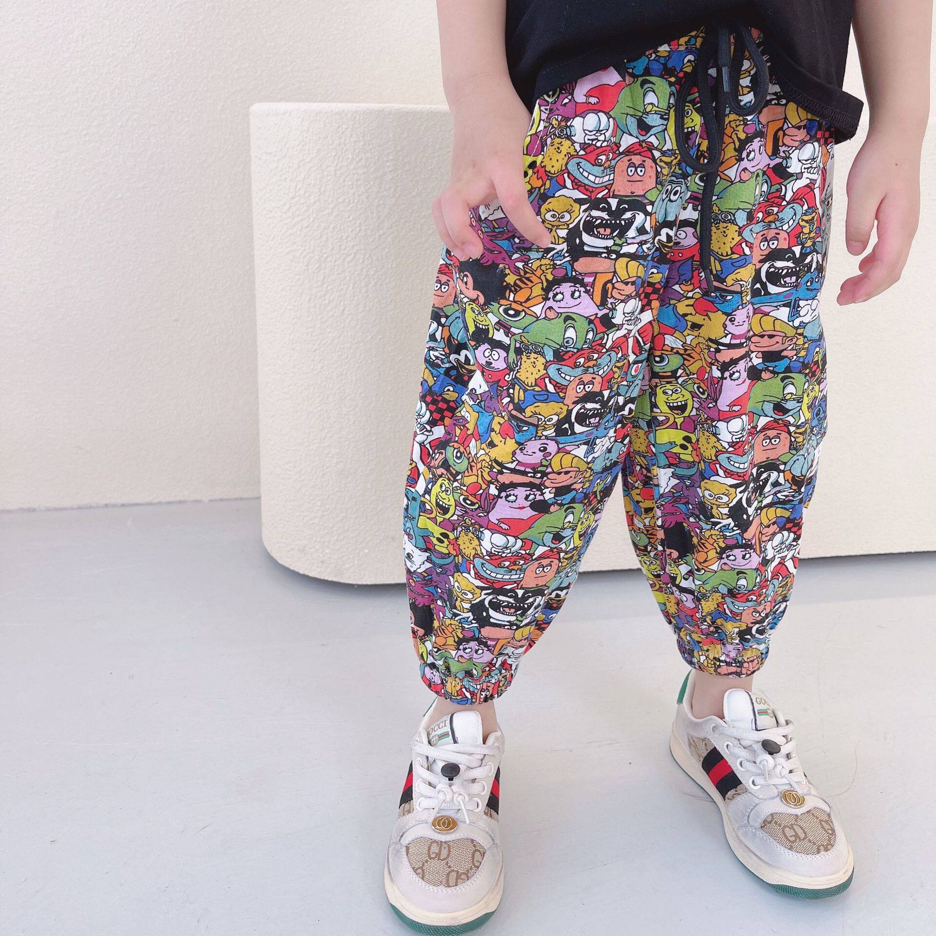 Summer Children Pants Girls Outside Wearing Thin Sections Casual 90% Pants Kiddie Baby Foreign Pie Trendy Boomer Bungling Pants