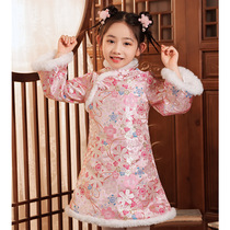 High-end girls Hanfu New Year dress Children little girl baby Chinese style winter style thickened New Year Tang costume winter clothes