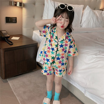 Summer Girls Suit Tide Cards Childrens Nets Red Pops Casual Short Sleeves Children Baby Foreign Air Trendy Summer Clothing Children Clothing