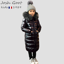 Girls Down Jacket White Duck Down Winter Children Children Baby Thick Long Hair Collar Shine Coat