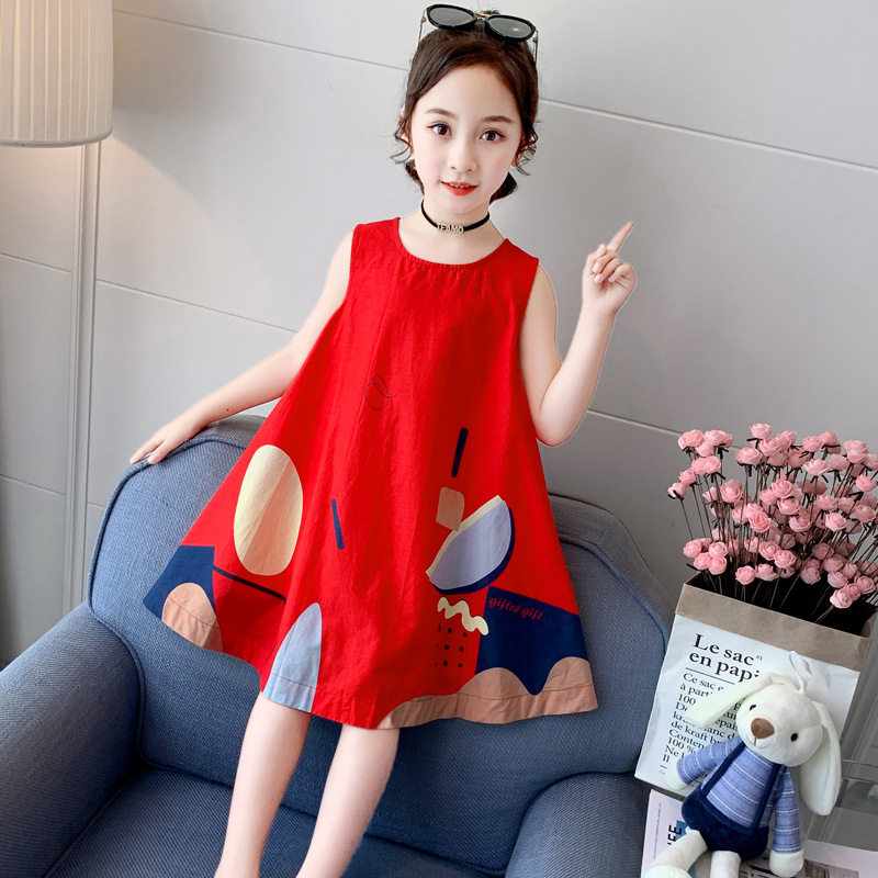 Summer Girls Ocean Dress Children's Baby Boy Nets Red Pops for summer clothing Han's version of the Princess Leia Princess Dress