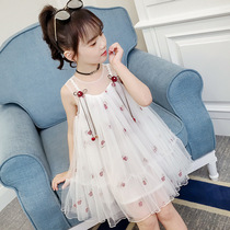 Summer girls dress children childrens net red pop summer dress belt skirt Korean version of foreign atmosphere net gauze princess skirt