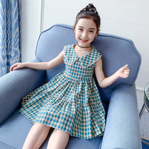 Girl dress summer model Foreign thin girl skirt summer children child plaid summer princess dress