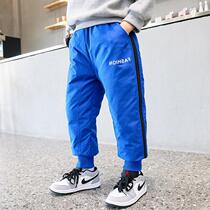 Childrens 90 white duck down pants winter boys middle middle children small children baby wear thick workwear down pants tide brand