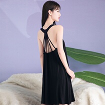 Sleeping Skirt Woman Harnesses 2021 New Modell Thin-style Exposed Back Sexy Dress Pyjamas with chest cushion Large size